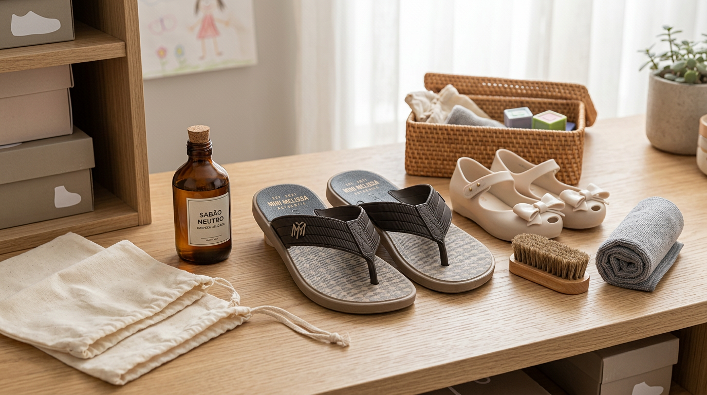 Como Cuidar de Calçados Infantis em PVC Mini Melissa: Limpeza, Armazenamento e Durabilidade